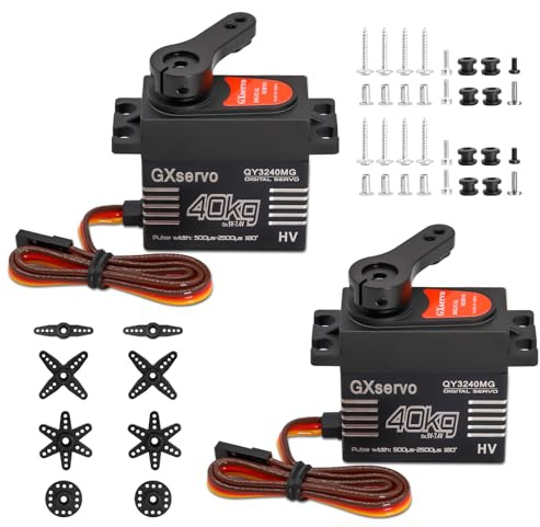 RC 40Kg Digital Servo Binghe 2 Stücke 40KG Servomotor Digitales Motorservo Großes Drehmoment Digital Servo mit Metall-Arm Servo Motor für 1/8 1/10 RC-Car/Roboter/Hubschrauber Kompatibel mit Arduino