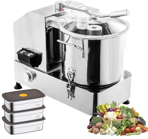 forplubossmmp Picadora De Verduras Comercial De 6 L/9 L/12 L Y Procesador De Alimentos De 0,75 Kw/0,75 Kw/1,5 Kw, Picadora De Carne Eléctrica para Verduras, con Patas Sólidas Antideslizantes,12L