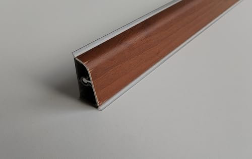 Generico Alzatina per Top Cucina in PVC, con la seguente Misura= 140 cm Compresa di 1 Angolo Interno, 1 Angolo Esterno, 1 Tappo SX, 1 Tappo DX. (Diversi Colori). (Noce Scuro, cm 140)