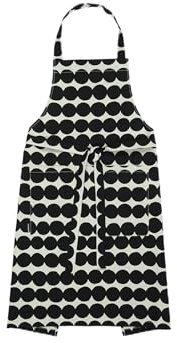 Marimekko Räsymatto Apron Küchenschurz, ecru/schwarz. 84x85cm