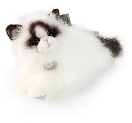 Teddys Rothenburg Kuscheltier Katze Ragdoll liegend weiß/schwarz 35 cm Plüschkatze Plüschtier