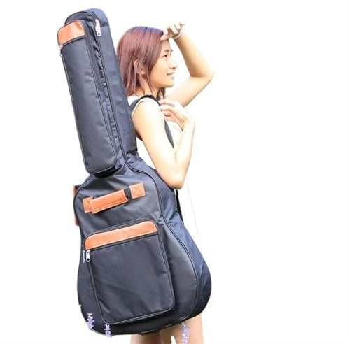 LXLAEOANG 40/41 Zoll Akustikgitarrentasche, wasserdichtes Material, Reisegitarren-Rucksackabdeckung, strapazierfähiger Rucksack mit dickem Baumwollpolster, tragbare Taschen für Reisen(Black)