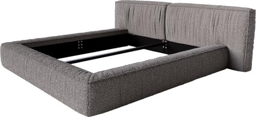 DELIFE Polsterbettgestell Coperti Bouclé Silbergrau 180x200 cm