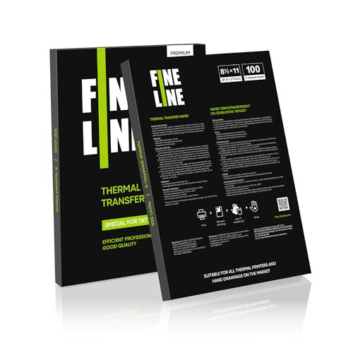 FineLine 100 Stück Tattoo Zubehör Stencil Papier - Transferpapier Tattoo - Tattoo Papier zum Bedrucken - Thermopapier A4 für Tattoos - Blaupausen-Matrizenpapier für Tattoos