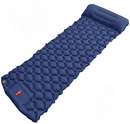 Camping Airbed, Inflatable Air Mattress for Tent - Single/Double Size, Lightweight & Portable Blow-Up Bed for Outdoor, Hiking, Travel - Quick Pump Included (Dark Blue)