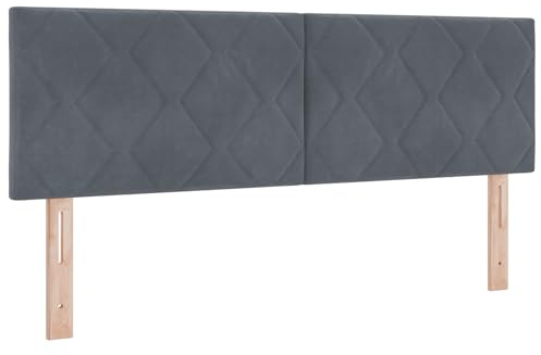 vidaXL Kopfteile mit Diamantblock-Design in Hellgrau, 80cm, aus Samt, Wandmontage, höhenverstellbar - Stylische Möbel fürs Schlafzimmer mit modernem Look