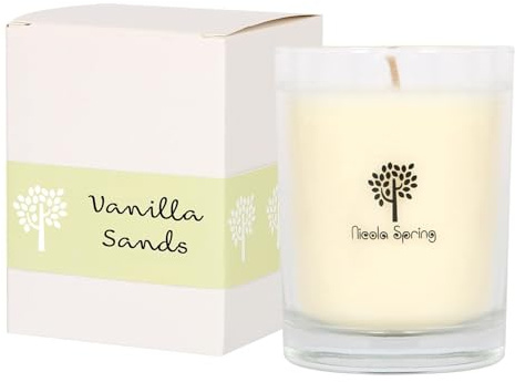 Nicola Spring Soy Wax Scented Candle 160g – Vanilla Sands Fragrance – 28 Hour Burn Time Eco-Friendly Jar Candle for Relaxation, Aromatherapy, Luxury Gifting & Home Décor
