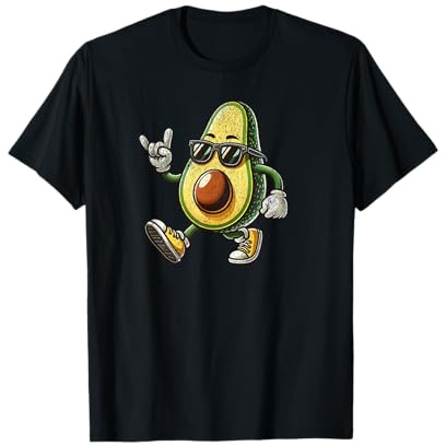Dibujos Animados Retro Aguacate con Gafas de Sol Hombres Camiseta