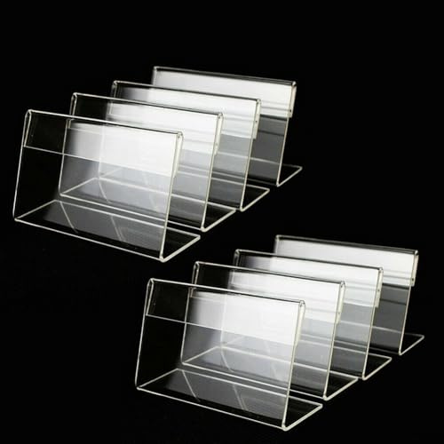 Transparenter Acryl-Schilderständer, Visitenkartenhalter, Schreibtisch-Etikettenständer, Speisekarten-Halter, Tischkarten-Display, Staffelei für Büro, Geschäft, Restaurant, 4 x 10 cm, 10 Stück (15