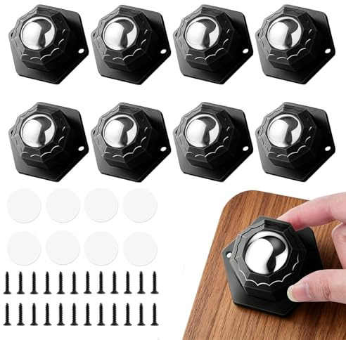 VPAFPEKG Möbelrollen Klein, 8 Stück Kugelrollen Schwerlast, 20mm Rollen für Möbel Selbstklebendes Rollenrad Kugelrollen für Möbel, 360 Grad Möbelrollen für Aufbewahrungsboxen, Mülleimer, Küchengeräte