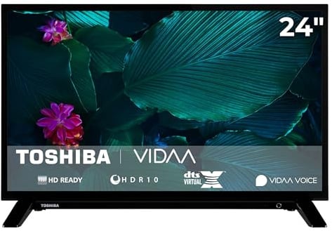 Toshiba Fernseher 24 Zoll Smart TV VIDAA HD Fernseher HDR Smart TV mit Triple-Tuner, LED TV 24WV2F63DAZ