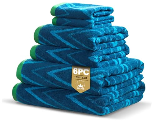 Rapport Home Helix 6-Piece Towel Bale | Luxurious 100% Cotton 500GSM Set for Soft Absorbent Comfort, Quick-Dry Use and Elegant Bathroom Style | Bale Ocean Blue