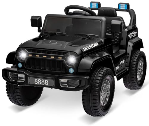 ZoomBuggy 12V Elektroauto Für Kinder Mit 2,4g-Fernbedienung – Inklusive Bluetooth, Musikfunktion, Hupe & Scheinwerfer Weihnachten Und Geburtstag, Schwarz