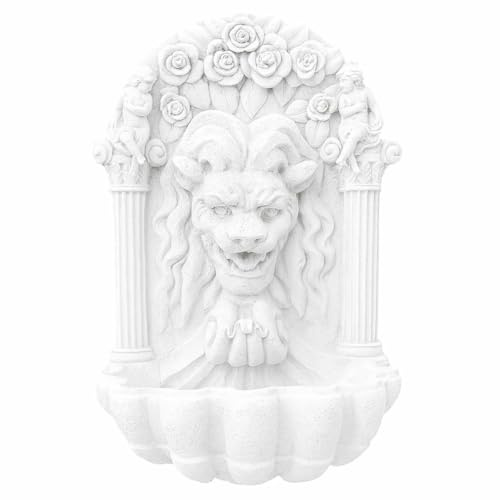 Casa Padrino Baroque Wall Fountain Lion White Height 97 cm Garden Decoration Fountain