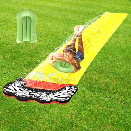 Nzkeuf Wasserrutsche Garten, 188in x 27in/480 x 70 cm Wasserrutschbahn, Rutschbahn Outdoor Wasser mit eingebautem Sprinkler, Single Rasen Wasserrutschmatte für Garten und Außen Wasserspaß