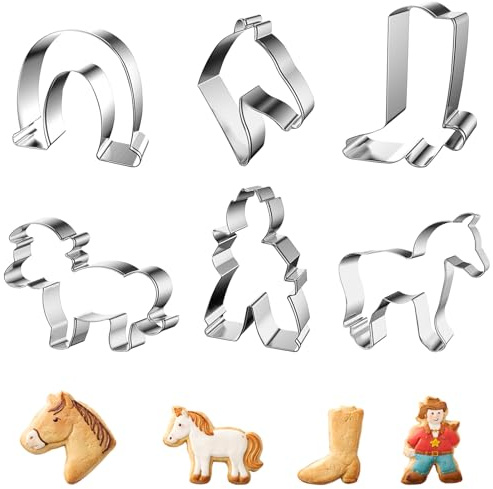 LgCiXli 6-teiliges Pferde Ausstechformen Set aus Edelstahl | Ideal für Kindergeburtstage & Western-Partys | Präzise Keksausstecher für Teig & Fondant | Rostfrei & Langlebig