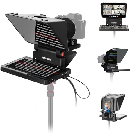 NEEWER Teleprompter 2in1 11 Aggiornato con Monitor per Windows MacOS, Supporta Mirroring Schermo, Prompter Portatile per Fotocamera Phone Webcam per YouTube Twitch Streaming Videoconferenza, X11