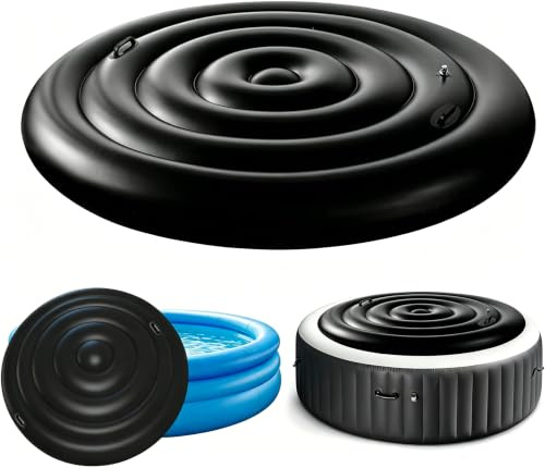 Couverture Gonflable Spa avec Poignées (Noir, 160CM, Ronde)