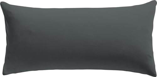 REDBEST Kissenbezug Single- Jersey San Francisco, anthrazit Größe 40x80 cm - weiche Qualität, bügelfrei, praktischer Reißverschluss, 100% Baumwolle