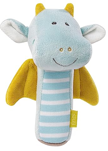 Fehn Stabgreifling Drache - Motorikspielzeug für Babys zur Förderung der Motorik und Sinne - ideales Baby Spielzeug als süßes Kuscheltier und Greifling - Geschenk zur Geburt für Kinder ab 0+ Monaten