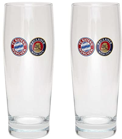 FC Bayern München Halbeglas - Doppellogo - 2er Set | Glas | 0.5 l | Bierglas FCB