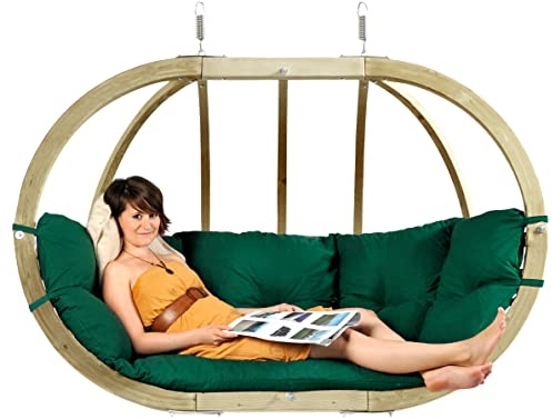 AMAZONAS Globo Royal Chair - Premium FSC-zertifizierter, Wetterfester Hängesessel mit Super Soft Polsterung, In- und Outdoor | Belastbar bis 200 kg | Farbe: Verde