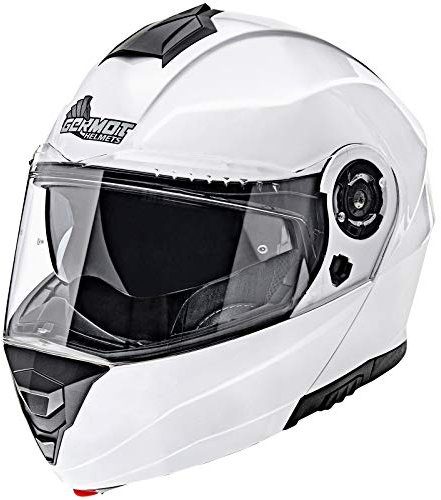 Germot Motorrad Klapp-Helm GM 960, kratzfestes Visier, weiß, S