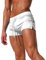 TMEOG Swimming Trunks Men Swim Shorts Gym Board Shorts Men's Swimwear Quick Dry Beach Shorts Sexy Swimming Boxer Shorts with Zipper Pockets(White,L)