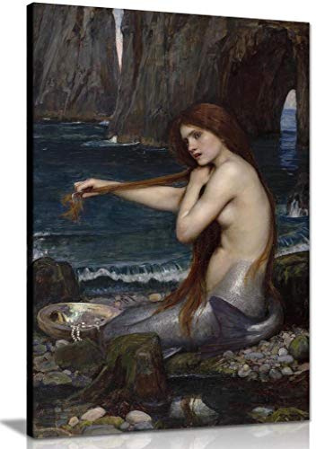 Panther Print Kunstdruck auf Leinwand „A Mermaid John William Waterhouse“, 91x61cm (36x24in)