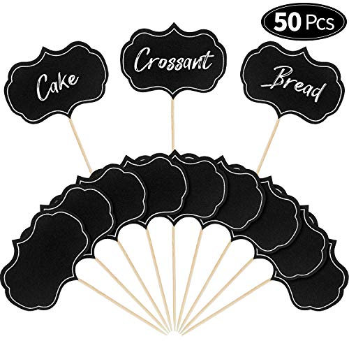 Blulu 50 Stücke Tafel Picks Tafel Zeichen Essen Topper Käse Marker Cupcake Topper für Hochzeit Geburtstagsfeiern Tisch und Abendessen Dekoration