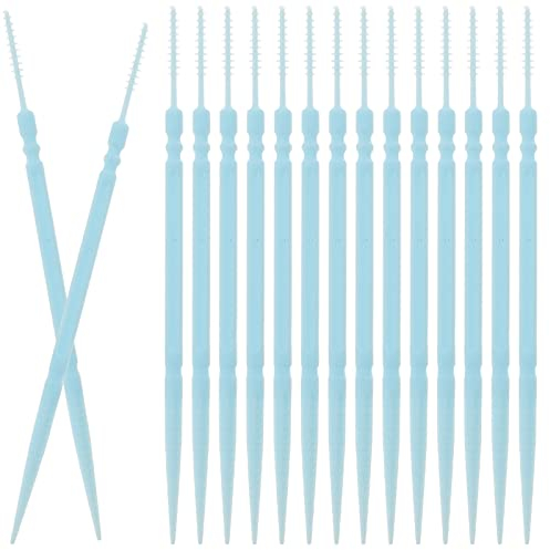 Milisten Cepillos dentales, 1100 unidades, palillo de dientes de doble extremo, palillo de dientes de plástico, cepillo interdental, herramienta de limpieza para hombres, mujeres, adultos (blanco)