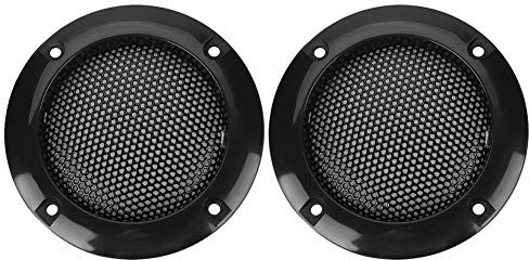 2PCS 2 Pulgadas Cubierta de Altavoz, Decoración de Metal de Acero Malla Anillo de Coche, Rejilla de Protección para Bocina (Negro)
