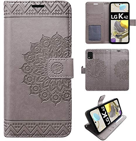 betterfon | LG K42 Hülle Handy Tasche Handyhülle Case Etui Schutzhülle mit Magnetverschluss/Kartenfächer für LG K42 Grau