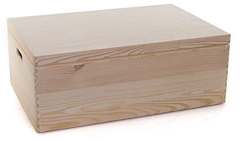 HolzFee Holzkiste 59 x 40 x 20 cm Kiste Holz Kiefer große Aufbewahrungsbox (Standardboden)