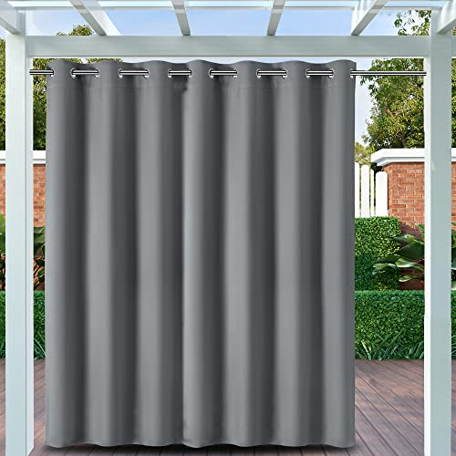 Clothink Outdoor Vorhang Wetterfest Mit Ösen, Outdoorvorhänge Wasserdicht Outdoor Gardinen Sonnenschutz Sichtschutz für Balkon Pergola Terrasse Veranda (255x215cm, 1 Stück, Grau)