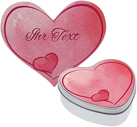 stempel-fabrik Personalisiertes Puzzle Rot mit Herzdose - 63 Teile - Puzzle - Geschenkidee zum Valentinstag - Geburtstagsgeschenk - Jahrestag - Hochzeitstag - Muttertagsgeschenk
