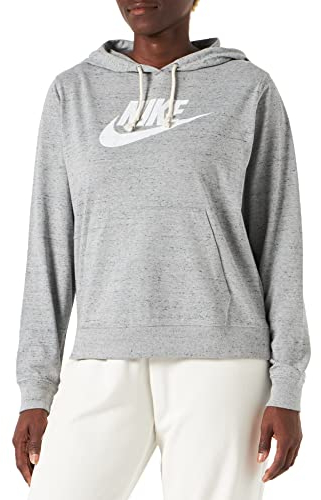 Nike Damen VNTG GFX Kapuzenpullover, Dk Grey Heather/White, M