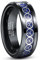 Cloyo Herren Ringe Schwarz Wolfram Ring Sternzeichen Ring Stier Partnerring mit Blaue Kohlefaser 8mm Größe 67.2 (21.4)