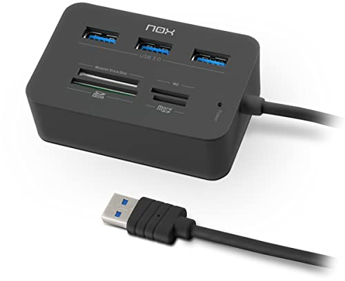NOX Card Reader Complete USB 3 -NXLITERDRONE- USB Hub und Kartenleser, Kompatibel mit den meisten Karten, USB 3.0, Windows XP / Vista / 7 / 8 / 10; Mac OS 10.x; Linux, Schwarz, Farbe Schwarz