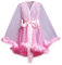 BPURB Damen Sexy Illusion Transparent Spitze Morgenmantel Tüll Feder Robe Schwangerschafts Umstands Fotoshooting Hochzeitskleid Party Bademantel mit Gürtel, rose, M