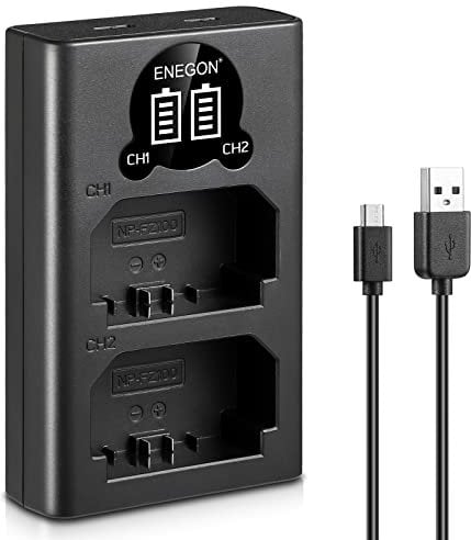 ENEGON NP-FZ100 LCD USB Charger for Sony NP-FZ100 Battery, Fully Compatible with Sony A6600, A7C, A7III, A7RIII, A7RIV, A9, A9R, A9S, Alpha 9, Alpha 9R, Alpha 9S, Digital Cameras.