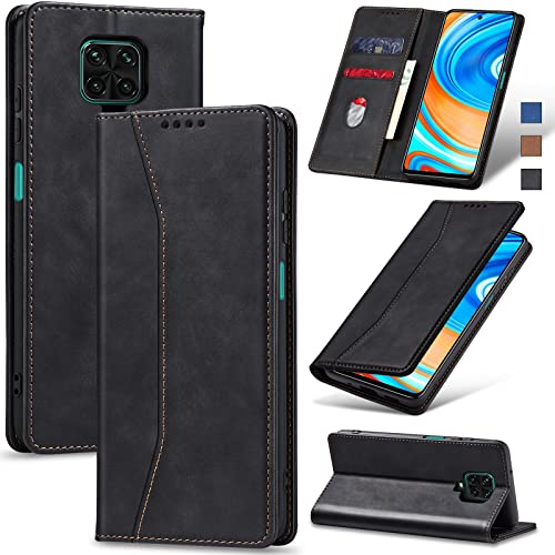 Jasonyu Funda para Xiaomi Redmi Note 9S/9 Pro/9 Pro MAX, Cuero PU Carcasa, Tipo Libro Flip Case con Tarjetas y Cartera, Soporte Plegable. Cierre magnético, Capa (Negro)