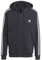 adidas Herren Essentials Fleece 3-Stripes Full-Zip Hoodie, Black/White, S