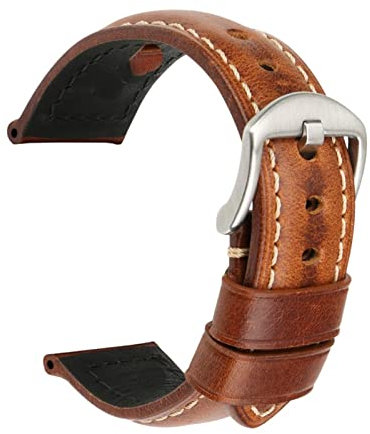 RHAIYAN Canda di Guardia Vera in Pelle di Mucca 20mm 22mm 24mm 26mm Cingcio Orologio Orologio Green Watch Band Compatibile con fossile Tissot Specific (Color : Light Brown S, Size : 18mm)