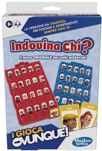 Hasbro Gaming Indovina Chi?, I Gioca Ovunque, Gioco Portatile, Giochi da Tavolo da Viaggio per Bambini e Bambine dai 6 Anni in Su, Giocattolo dei Volti Misteriosi con Indovinelli per 2 Giocatori