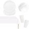 53PCS Papiergeschirr Weiß Papier Geschirr Set Party Weihnachts Party Geschirr Set für 16 Gäste,Weihnachten Geschirr Dekoration Set,Tischdecke,Pappteller,Servietten,Pappbecher für Weihnachten