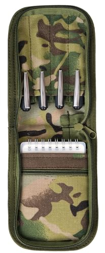 VEPKOIT Militär-Notizbucheinband, 7,6 x 12,7 cm, Spirale Oben, mit Reißverschluss-Organizer, kleine Allwettertasche für A7-Ordner, Mehrfarbig