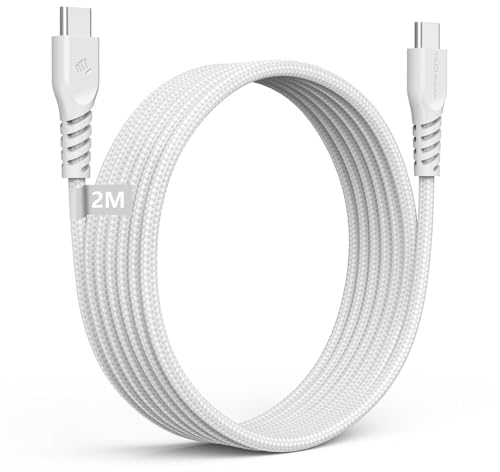 TECHGEAR Cable Cargador Largo USB C a USB C Cable C a C Trenzado FUERTE de 60 W Carga Rápida Cable de Datos Tipo C Compatible con iPhone 15, iPad Pro 2022, MacBook Pro, Samsung S24/S23/S22/A14/A54, H