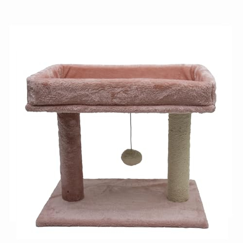 TresGatos Árbol Poste Rascador Gatos Cama Rectangular Fabricado España Columna Sisal Juguete Mascota (Rosa)