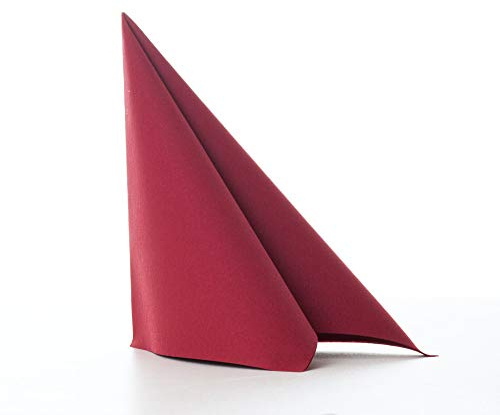 100 Aroba Airlaid Servietten Stoffähnlich 19 Farben 40x40 cm 1/4 Falz Hochwertige Hochzeitsservietten, Stoffoptik, für Geburtstag Hotel Catering Feiern Weihnachten Hochzeit Rot Burgund